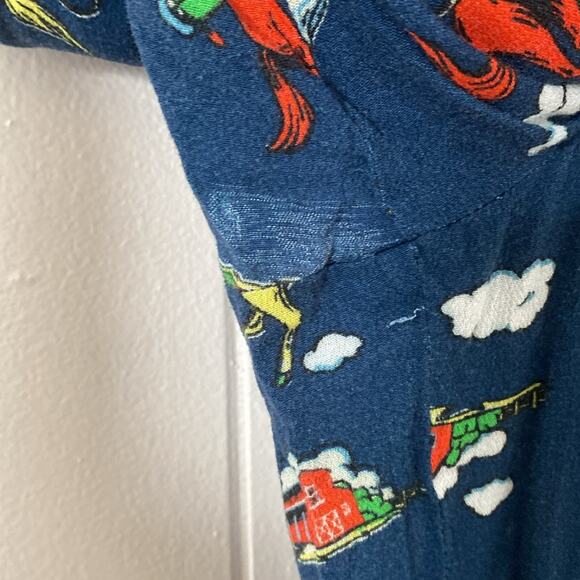 HVN Short Sleeve Gia Jumpsuit Navy Retro Cowboy Rodeo Print Size 6 Gently Used - Picture 12 of 12